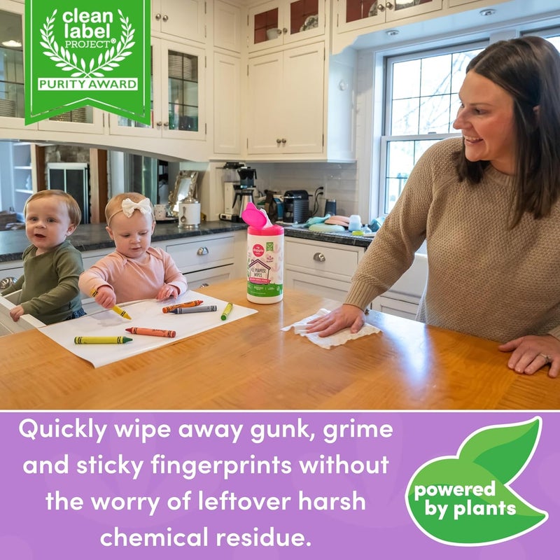 dapple Baby All Purpose Wipes, Plant Powered, Hint of Lavender, Hypoallergenic, 75 Count Canister + 30 Count - Image 2